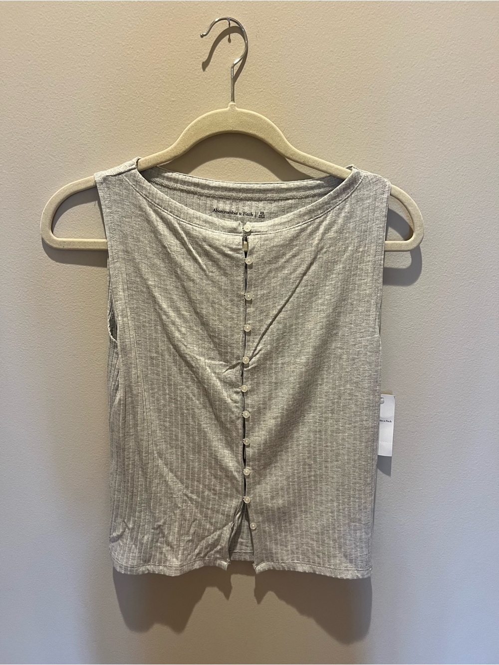 Abercrombie Boatneck Button Tank Top - Light Gray